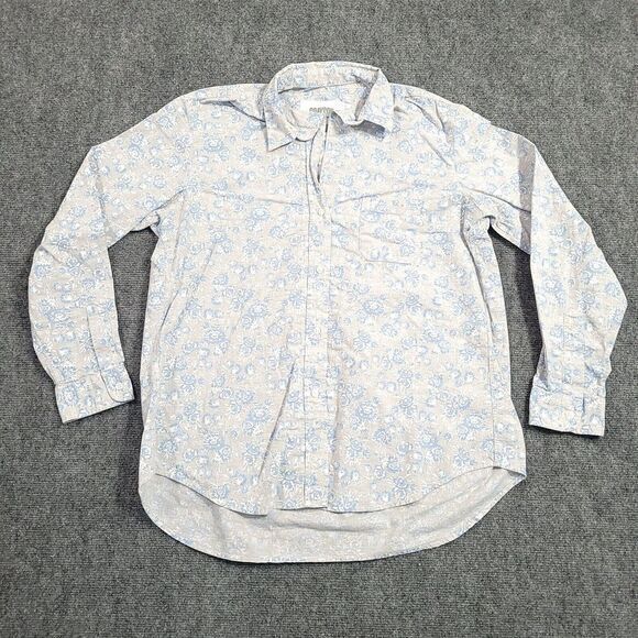 Grayson The Hero‎ Tissue Cotton Shirt Womens Large Gray White Floral Print - Picture 1 of 10